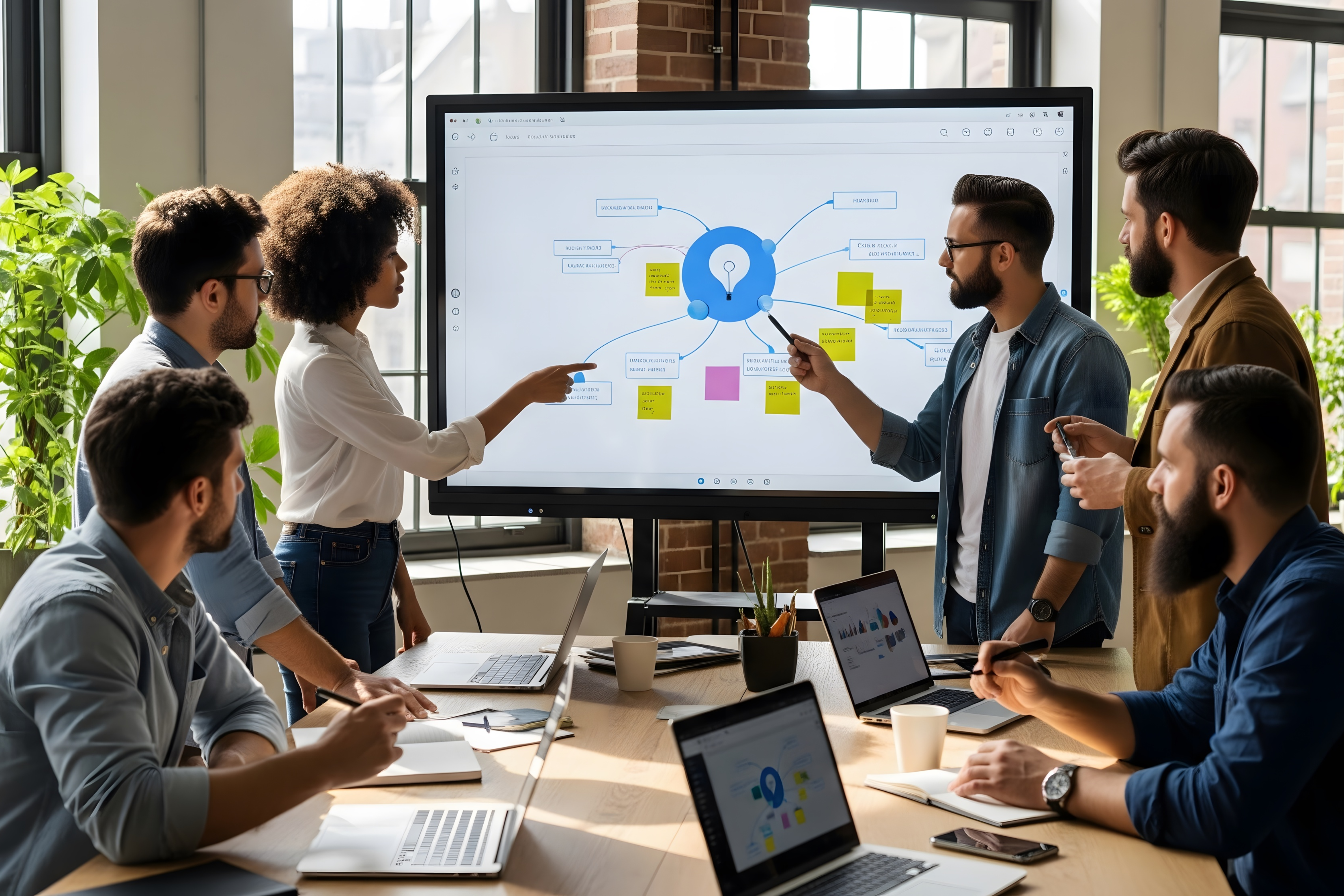 Team collaboration in modern office